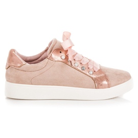 Erynn Sneakers i ruskind med snøre lyserød