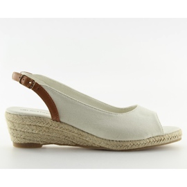Beige beige espadriller på lav kilehæl