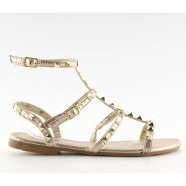 Damesandaler med guld nitter H56 LT.GOLD gylden