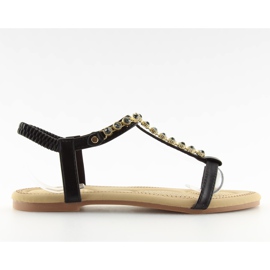 Sorte sandaler med cubic zirconias AS10875 Sort