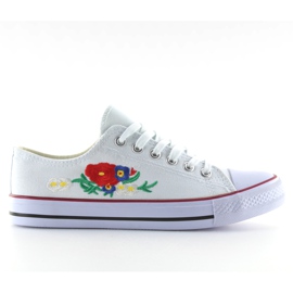 Hvide sneakers med broderi B71H-25 hvid