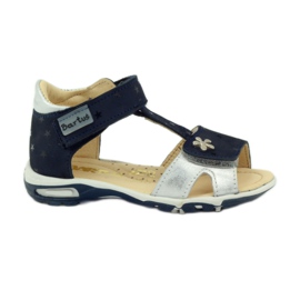Lædersandaler til velcro 138 Navy Blue/Silver Bartuś blå