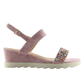 Violet malva sandaler med lav kile