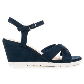Marineblå vinceza sandaler med kile