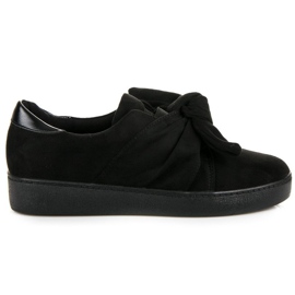 Bestelle Slip-on sneakers med sløjfe sort