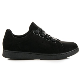 Suede sneakers med et bånd sort