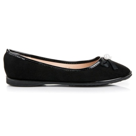 Ideal Shoes Elegante ruskindsballerinaer sort