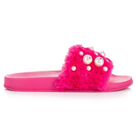 Wilady Fuchsia hjemmesko med perler lyserød
