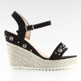 Sorte Espadriller på kiler, sorte TS-2730 Sort