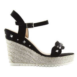 Sorte Espadriller på kiler T682-8 Sort