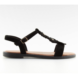 Damesandaler i sort ruskind WL-001