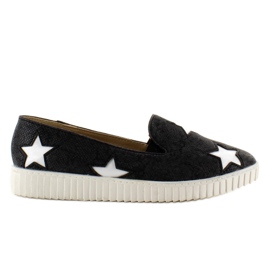 Sneakers med stjerner FE454 Sort høj sål