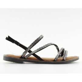 Sandaler med sort cubic zirconia FM814 sort