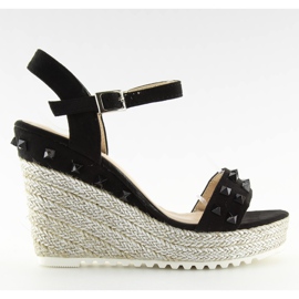 Sorte Espadriller på kiler, sorte TS-16 Sort