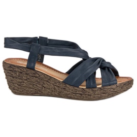 Slip-on wedge sandaler blå