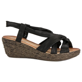 Slip-on wedge sandaler sort