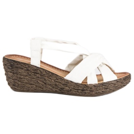 Slip-on wedge sandaler hvid