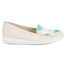 Tullo Beige mokkasiner med blomster