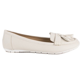 Tullo Beige mokkasiner med frynser