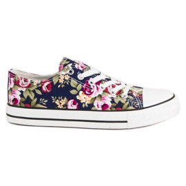 Sneakers med snørebånd med blomster flerfarvet