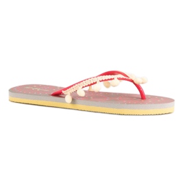 Ax Boxing Flip-flops med pomponer orange
