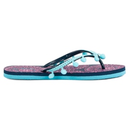 Ax Boxing Flip-flops med pomponer blå