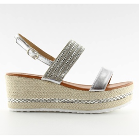 Sølv GG-5 espadrillesandaler på kiler grå