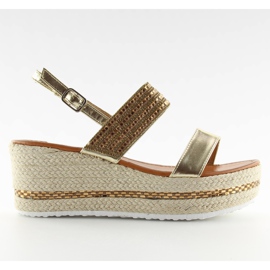 Guld espadrillesandaler på kiler GG-52P Guld gylden