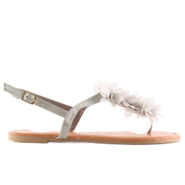 Sandaler med blomster grå CK36P grå