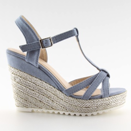 Sandaler, espadriller på kiler, blå 680-30 Blå