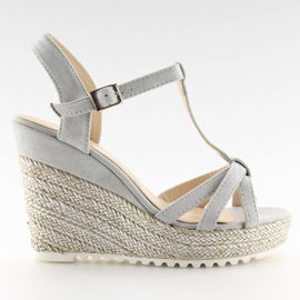 Grå sandaler, espadriller på kilehæl 680-30 Grå