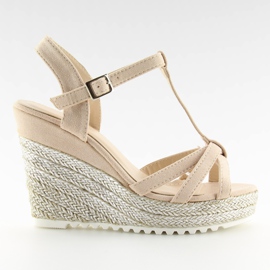 Pink sandaler, espadriller på kiler, pink 680-30 Pink lyserød