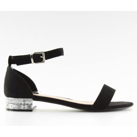 Sorte sandaler med krystaller 99-78 sort