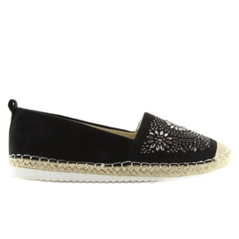 Espadriller dekoreret med sort 5599-1 Sort