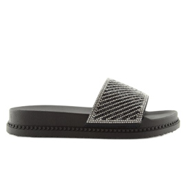 Sorte hjemmesko med cubic zirconia 966 Sort