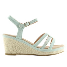 Sandaler på en lav kilehæl celadon SR-2817 Grøn
