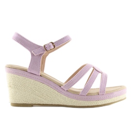 Violette sandaler med lav kile SR-2817 Lilla