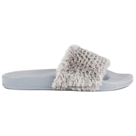 Erynn Grå flip-flops med pels