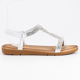 Fama Flade sandaler med cubic zirconia grå