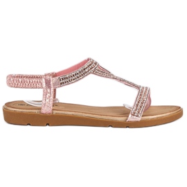 Fama Flade sandaler med cubic zirconia lyserød