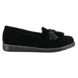 Bestelle Ruskind loafers med frynser sort