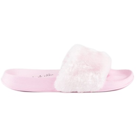 Pink flip-flops med pels lyserød