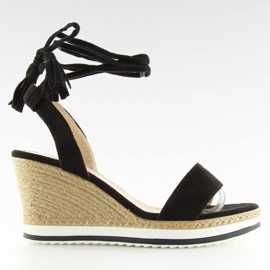 Sorte sandaler på en sort kile JH630 sort