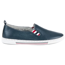 Filippo Marineblå læder slipons