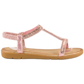 Fama Pink sandaler med elastik lyserød