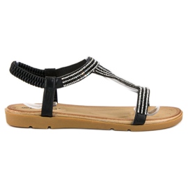 Fama Flade sandaler med cubic zirconia sort