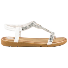 Fama Flade sandaler med cubic zirconia hvid