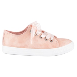 Moderigtige sneakers med binding lyserød