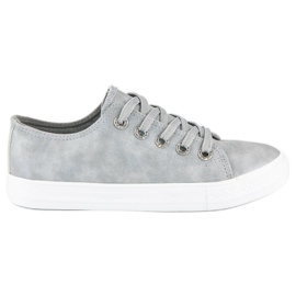 Moderigtige sneakers med binding grå