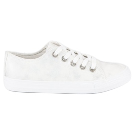 Moderigtige sneakers med binding hvid
